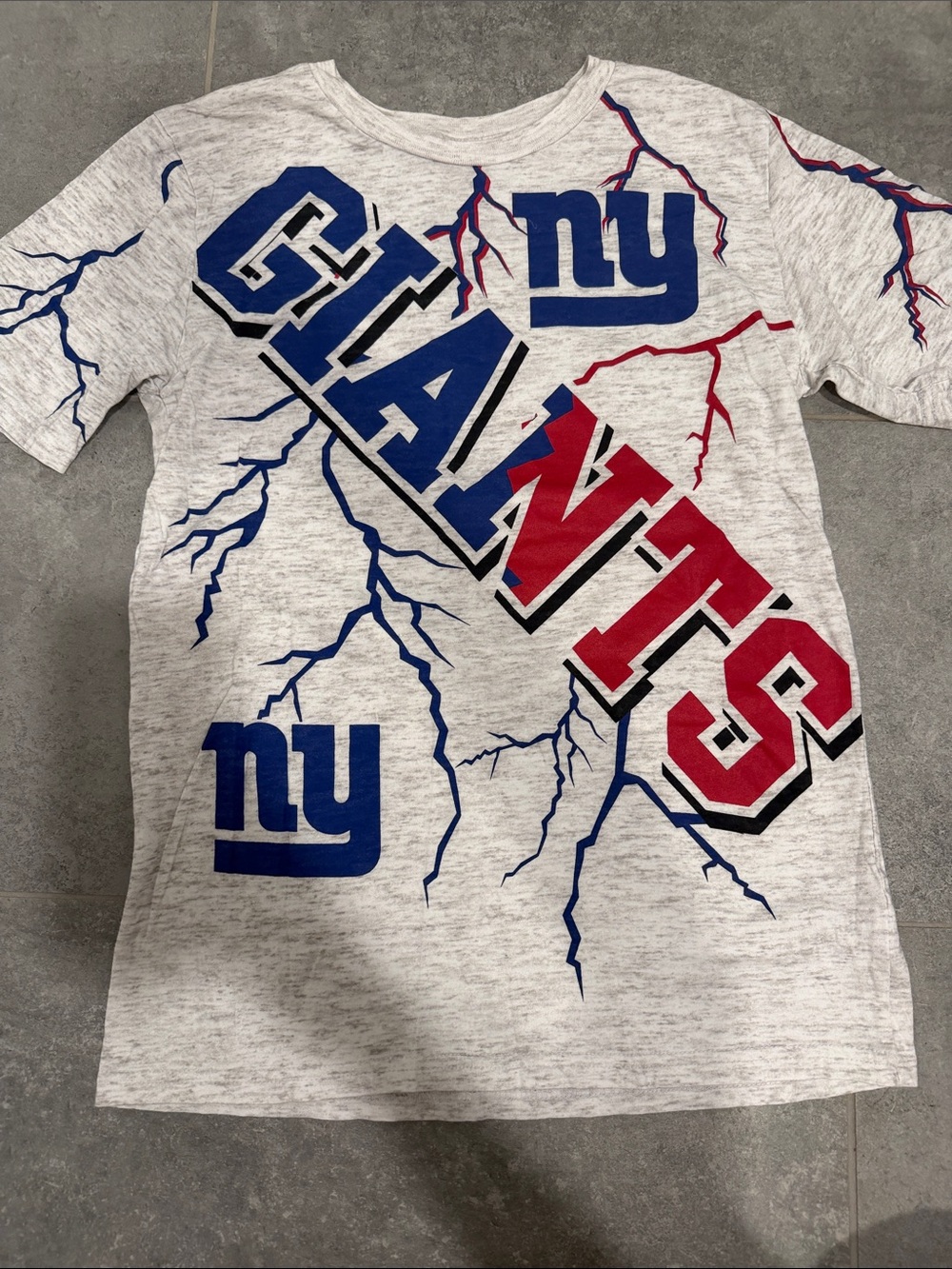 NFL Giants Lightning Logo Tee - White, Blue & Red